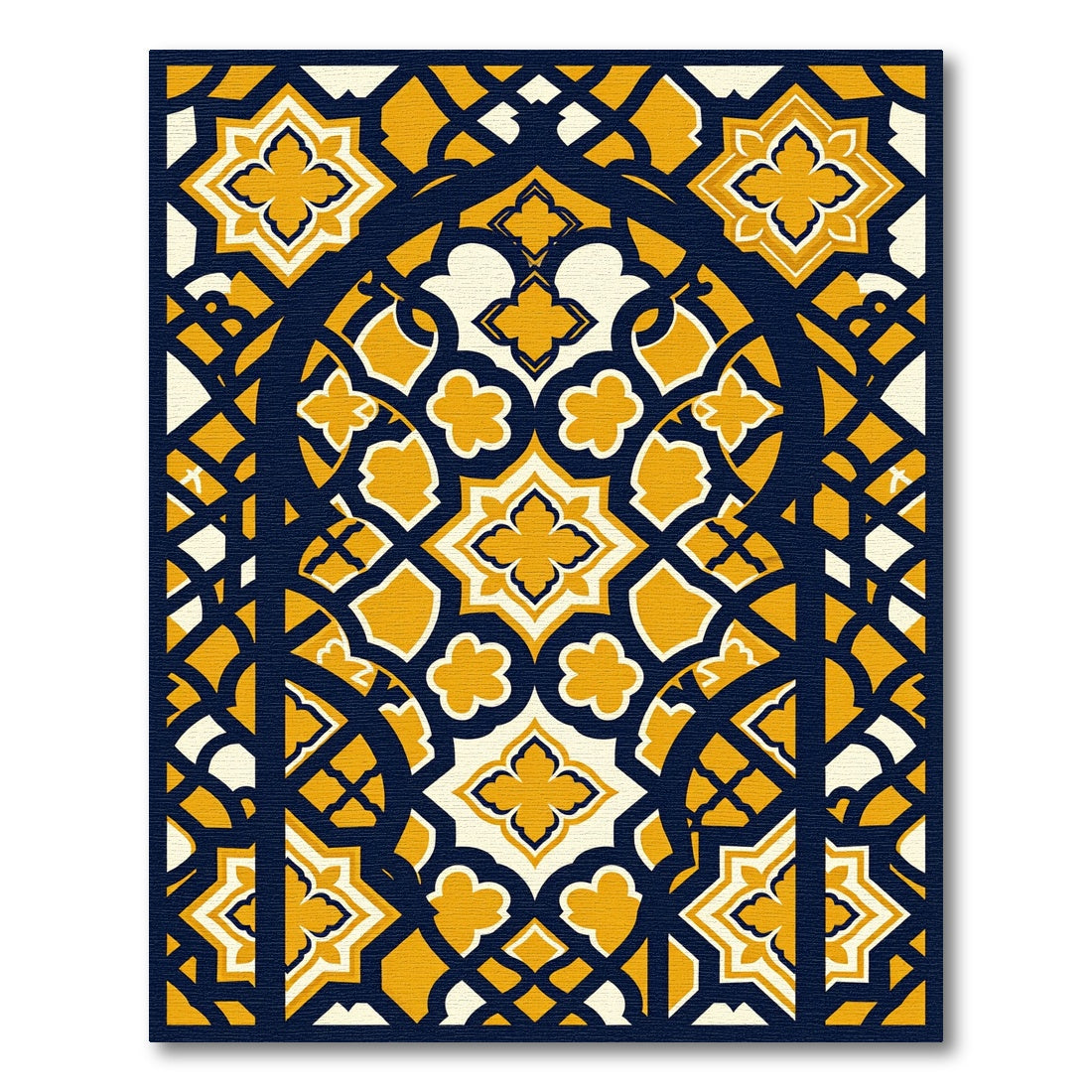 Golden Navy Geometric Arch Lattice Rug