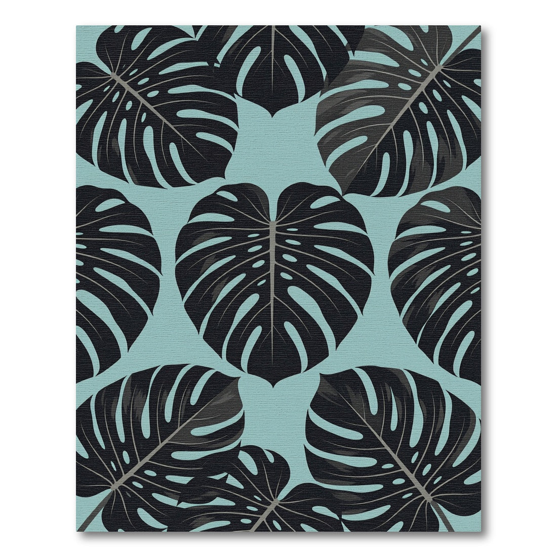 Lush Tropical Monstera Leaf Teal Rug