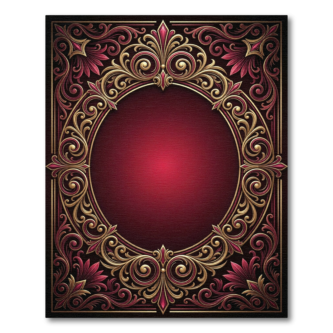 Luxurious Crimson Gold Filigree Medallion Rug