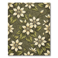 Elegant Olive Cream Clematis Floral Rug