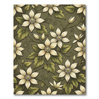 Elegant Olive Cream Clematis Floral Rug