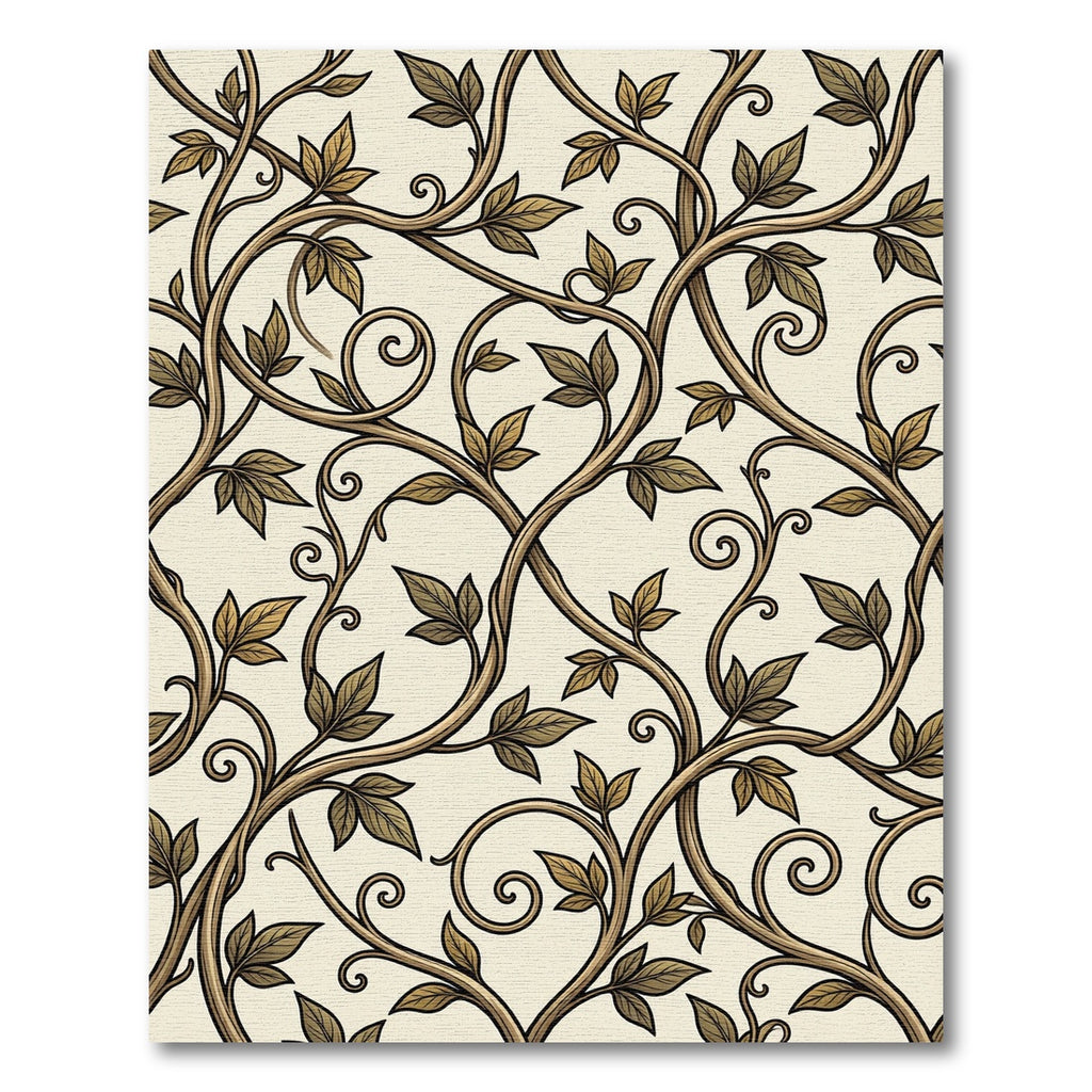 Earthy Vine Scroll Swirl Rug