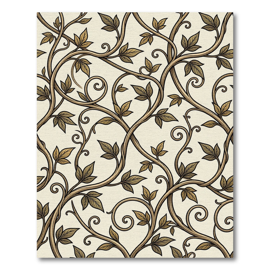 Earthy Vine Scroll Swirl Rug