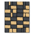 Textured Amber Dark Rectangles Alternating Rug