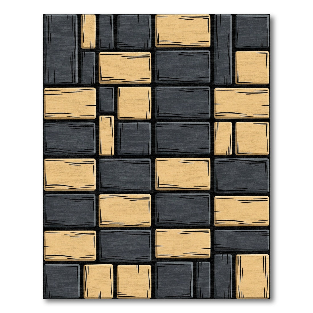 Textured Amber Dark Rectangles Alternating Rug