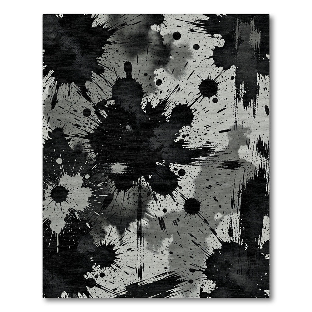 Monochrome Abstract Ink Splatter Art Rug
