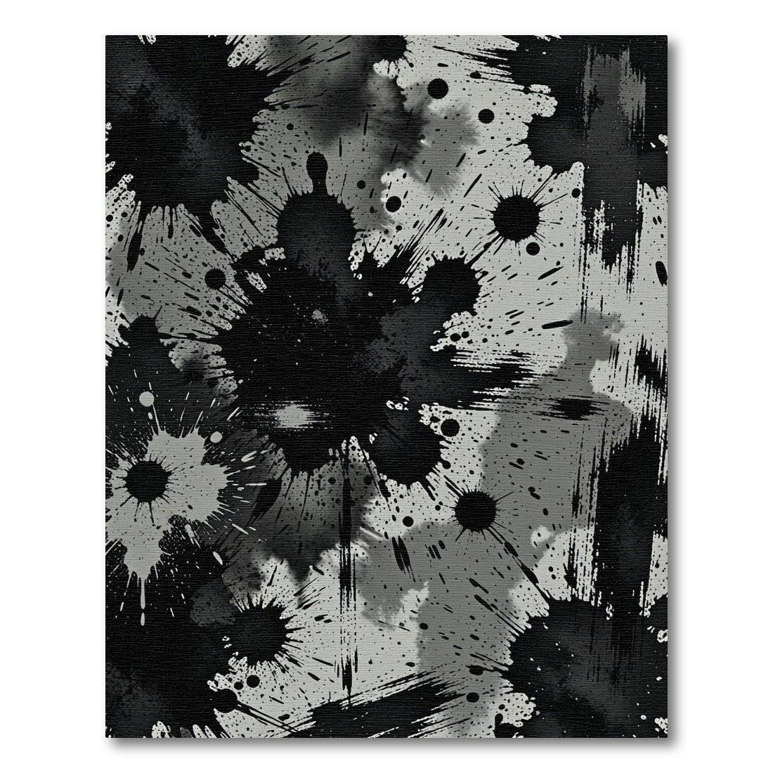 Monochrome Abstract Ink Splatter Art Rug