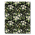 White Floral Vine Garden Black Rug