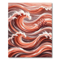 Earthy Coral Wave and Branch Composition Rug