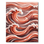 Earthy Coral Wave and Branch Composition Rug