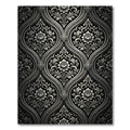 Ornate Black and White Damask Floral Rug