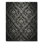 Ornate Black and White Damask Floral Rug