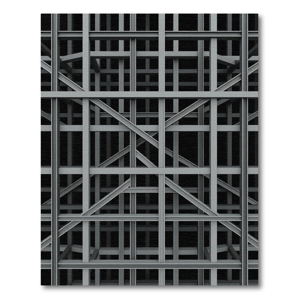 Minimalist Industrial Steel Grid Architecture Rug