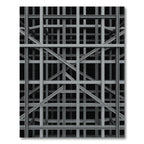 Minimalist Industrial Steel Grid Architecture Rug