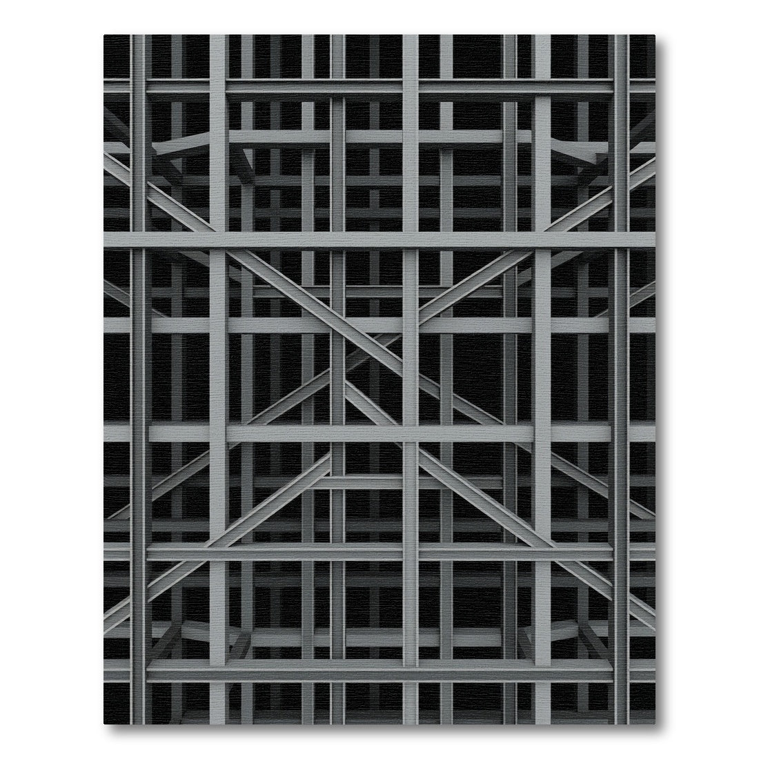 Minimalist Industrial Steel Grid Architecture Rug