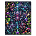 Neon Cosmic Spider Web Enchanted Forest Rug