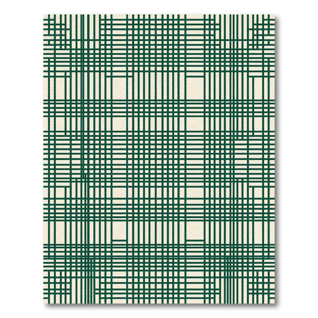 Dark Green White Intersecting Grid Rug