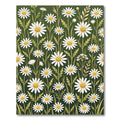 Whimsical White Daisy Garden Forest Green Rug