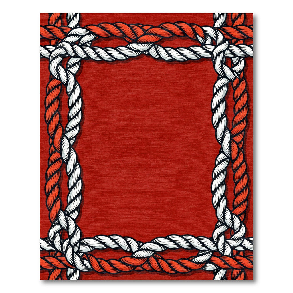 Red White Braided Rope Border Rug
