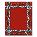 Red White Braided Rope Border Rug