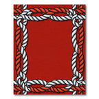 Red White Braided Rope Border Rug