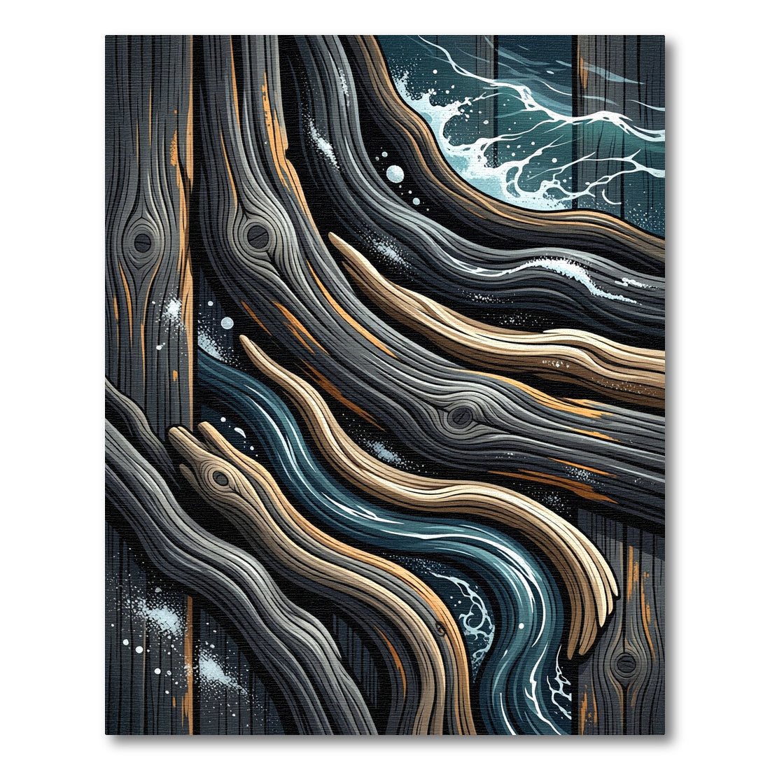 Coastal Driftwood Wood Grain Rug
