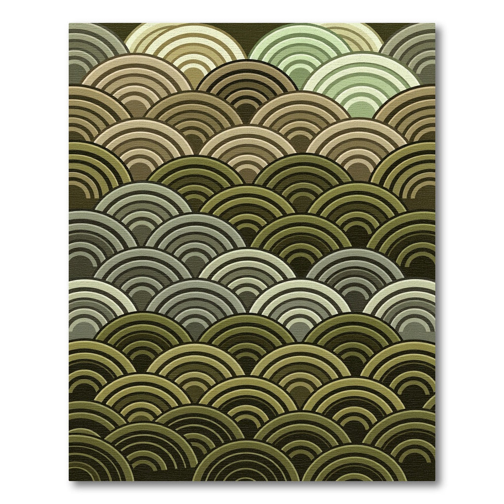 Earthy Tones Scalloped Wave Rug