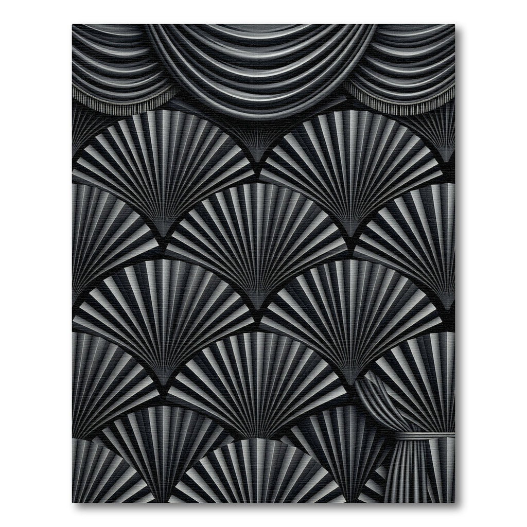 Black Fan Art Deco Drapery Rug