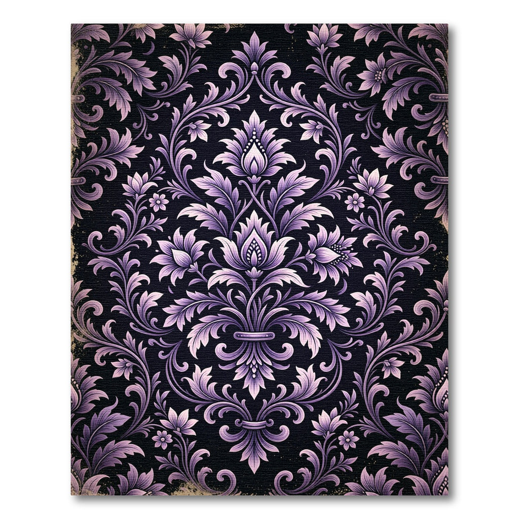 Elegant Orchid Purple Victorian Damask Rug