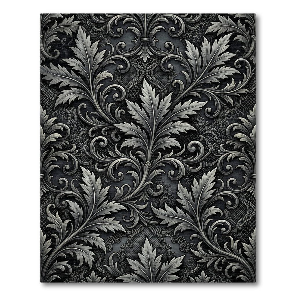 Antique Silver Leaf Scrollwork Rug