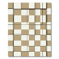 Brown White Geometric Grid Cubes Rug