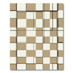 Brown White Geometric Grid Cubes Rug