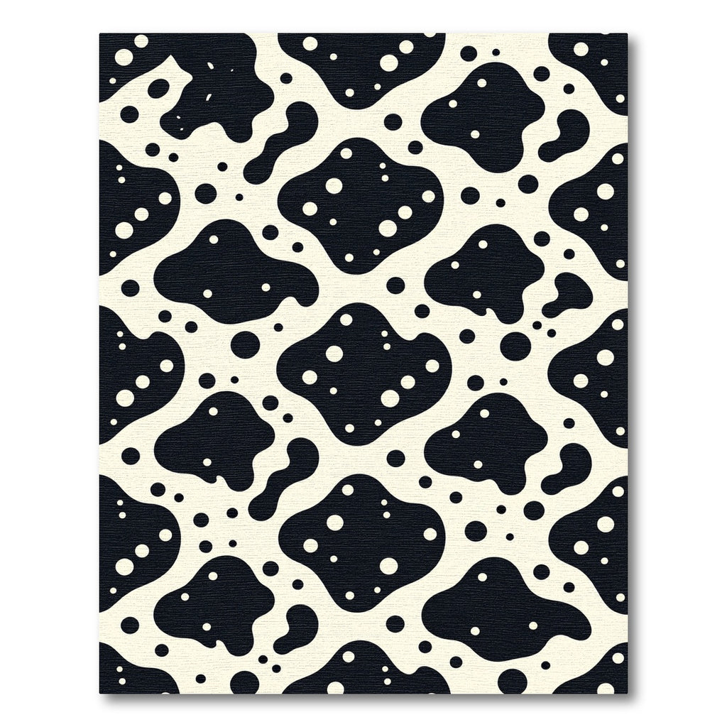 Abstract Black and Cream Spotted Rug