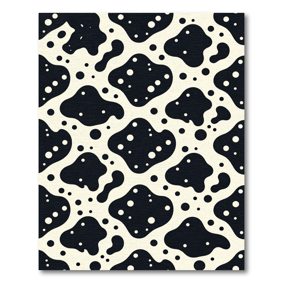 Abstract Black and Cream Spotted Rug