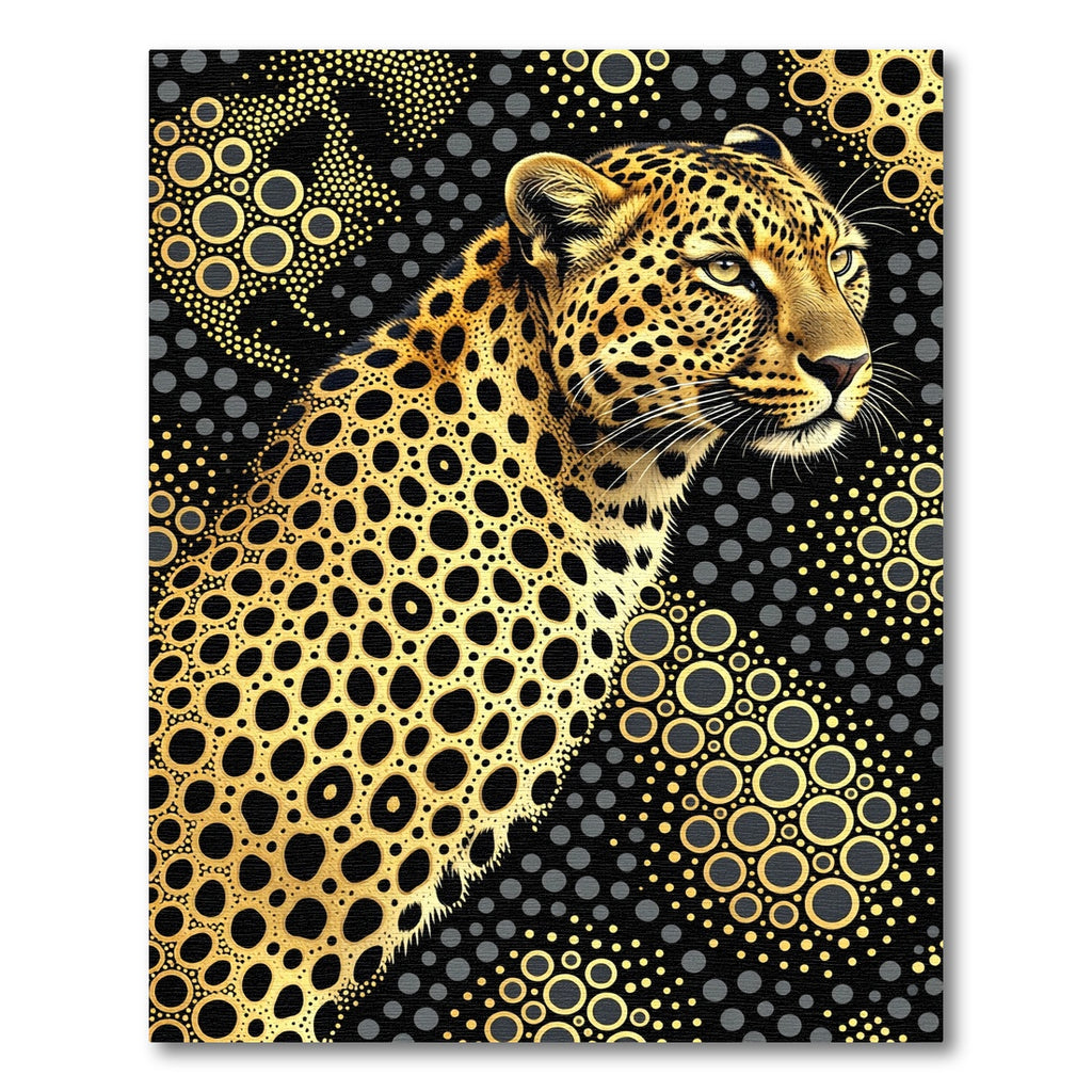 Glamorous Gold Leopard Geometric Art Rug
