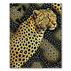 Glamorous Gold Leopard Geometric Art Rug