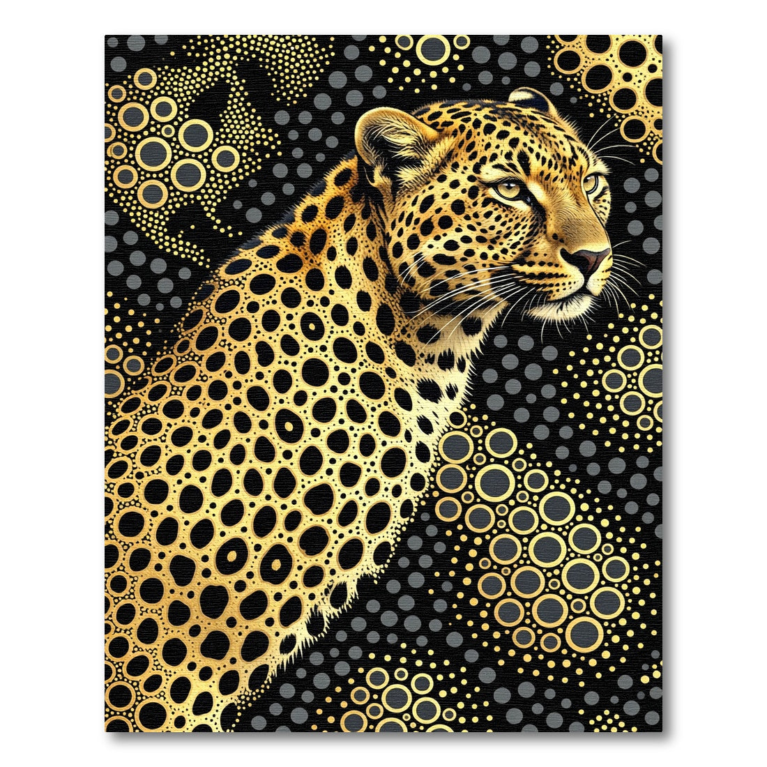 Glamorous Gold Leopard Geometric Art Rug
