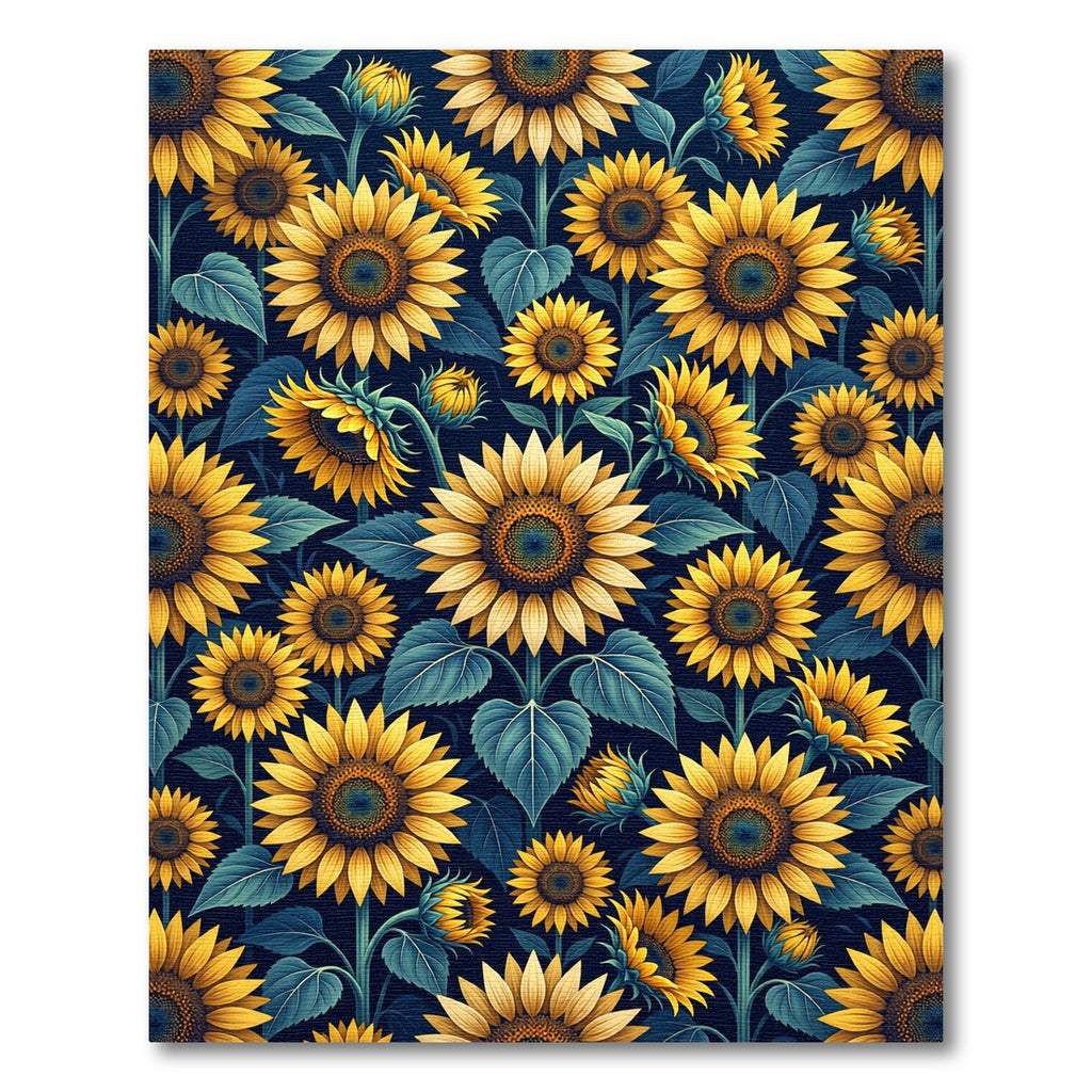 Vibrant Golden Sunflower Floral Field Rug