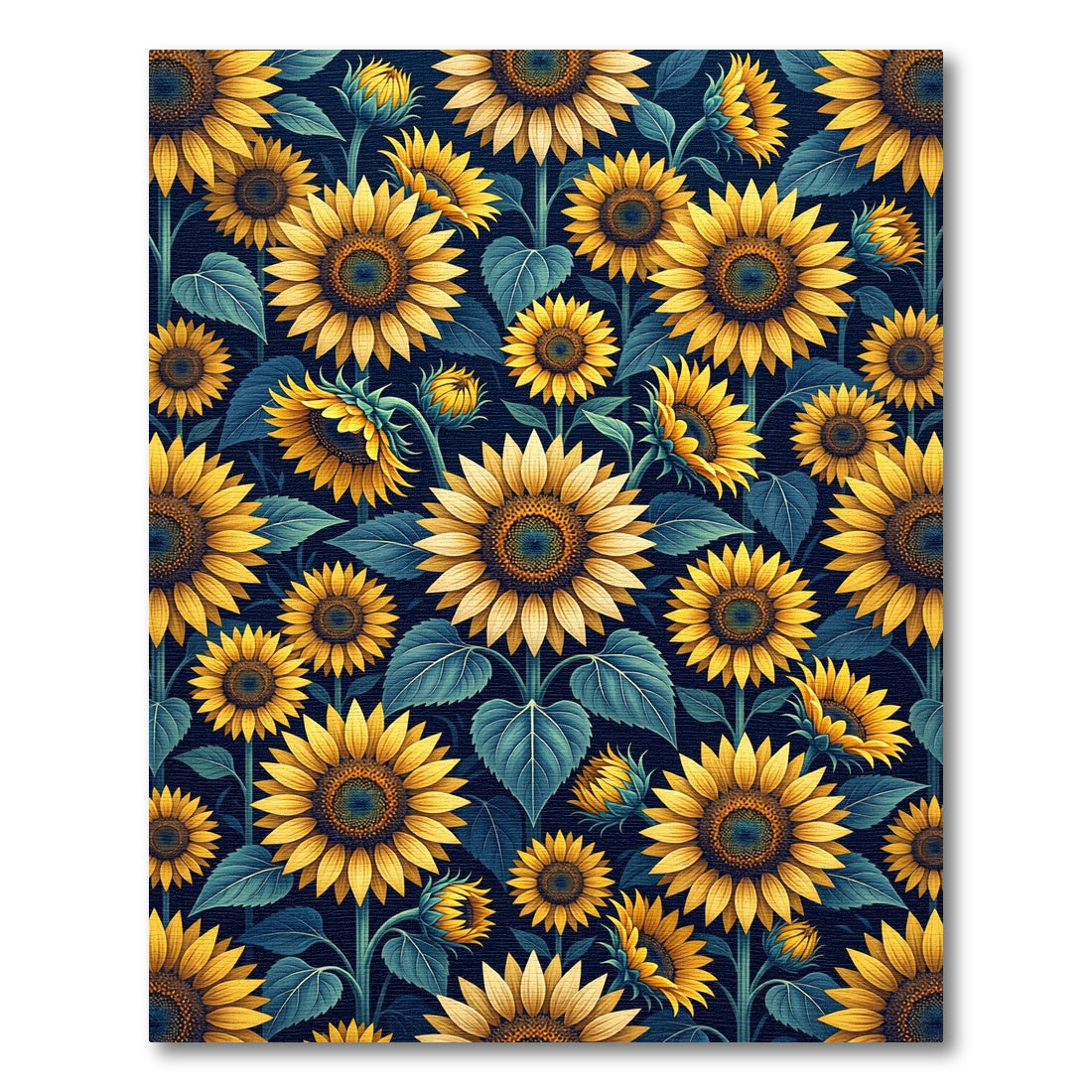 Vibrant Golden Sunflower Floral Field Rug