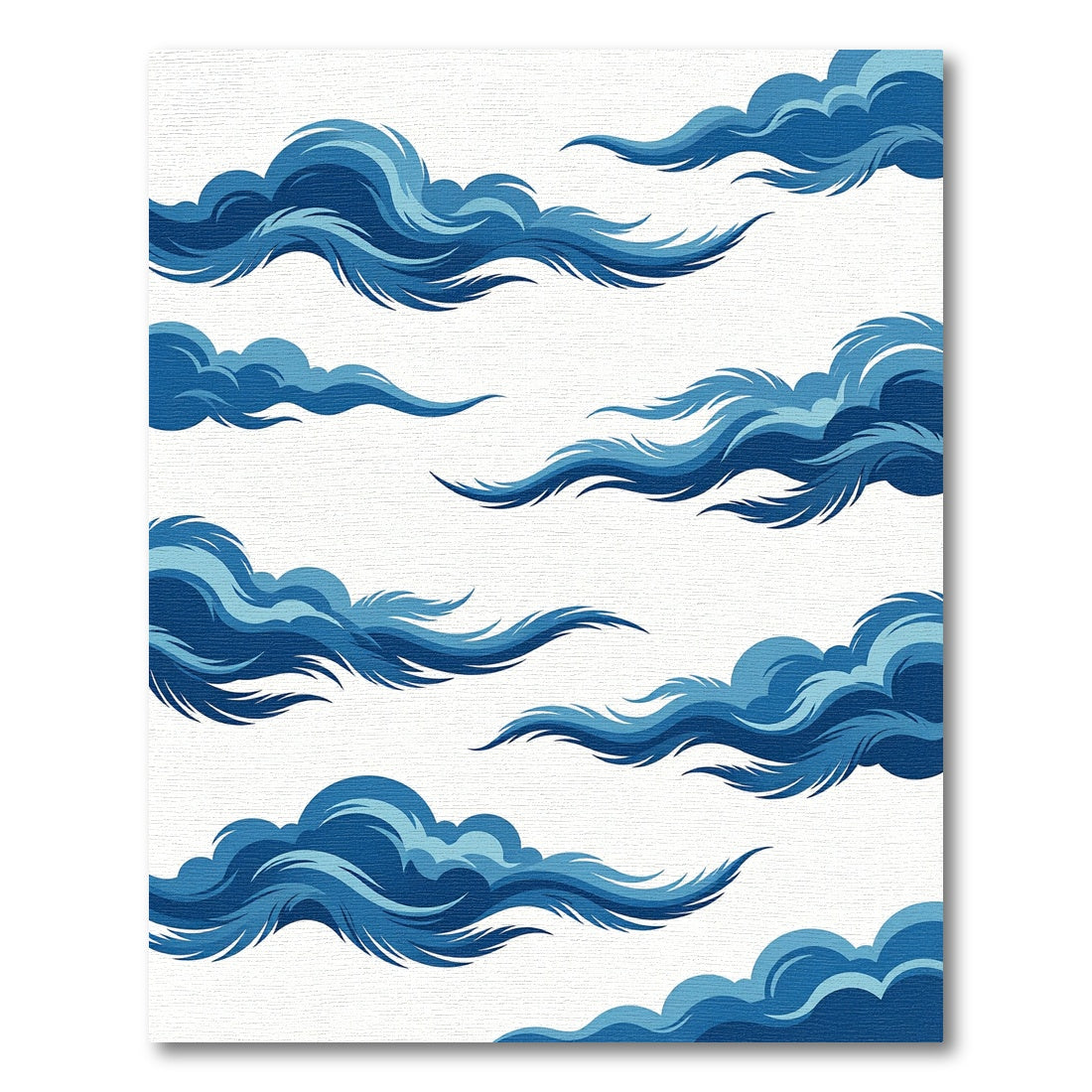 Elegant Swirling Navy Blue Cloudscape Rug
