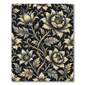 Elegant Golden Floral Ivory Botanical Composition Rug