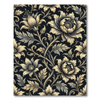 Elegant Golden Floral Ivory Botanical Composition Rug