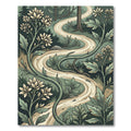 Whimsical Sage Floral Winding Path Rug