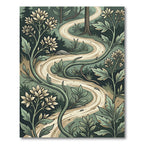 Whimsical Sage Floral Winding Path Rug