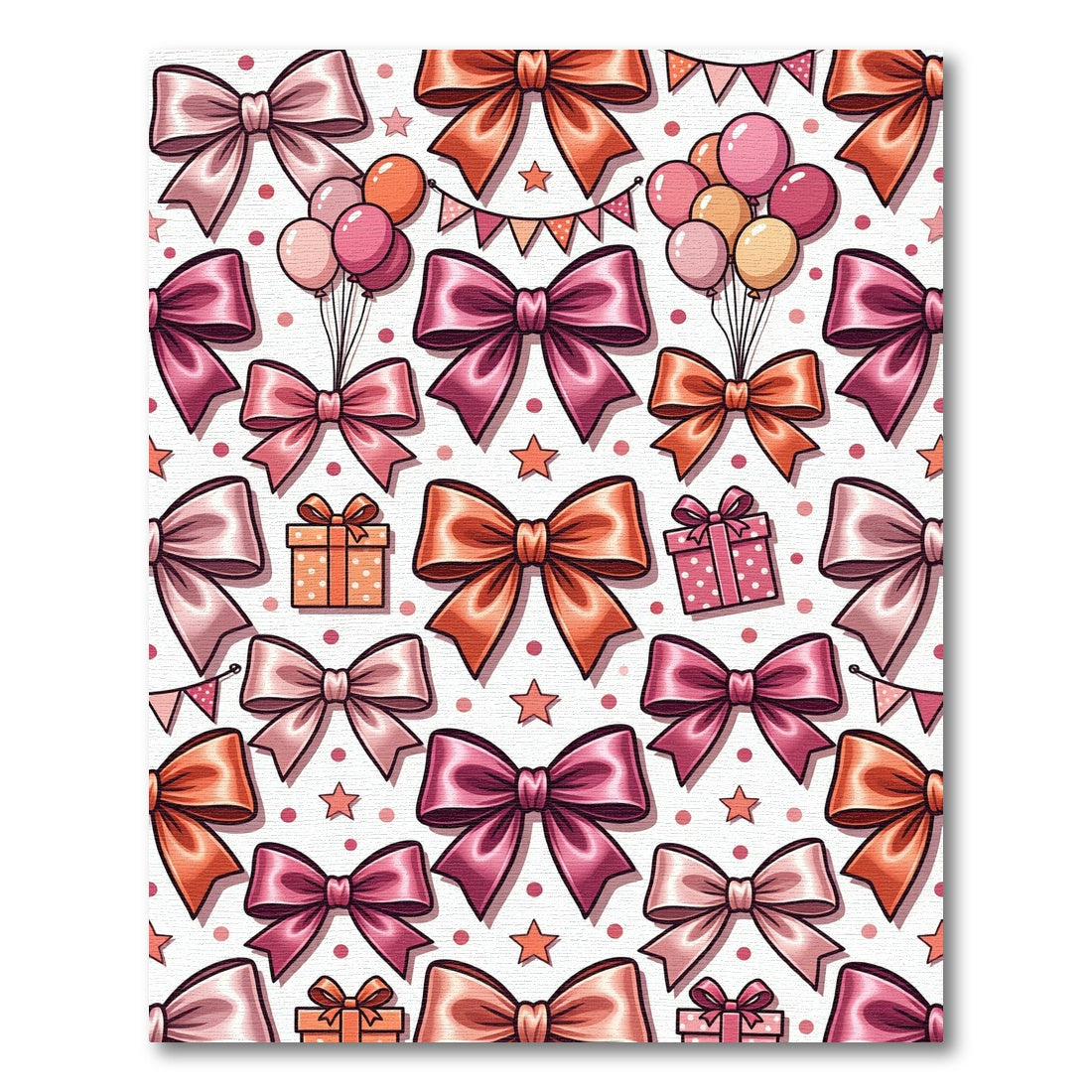 Charming Pink Bows and Polka Dots Rug