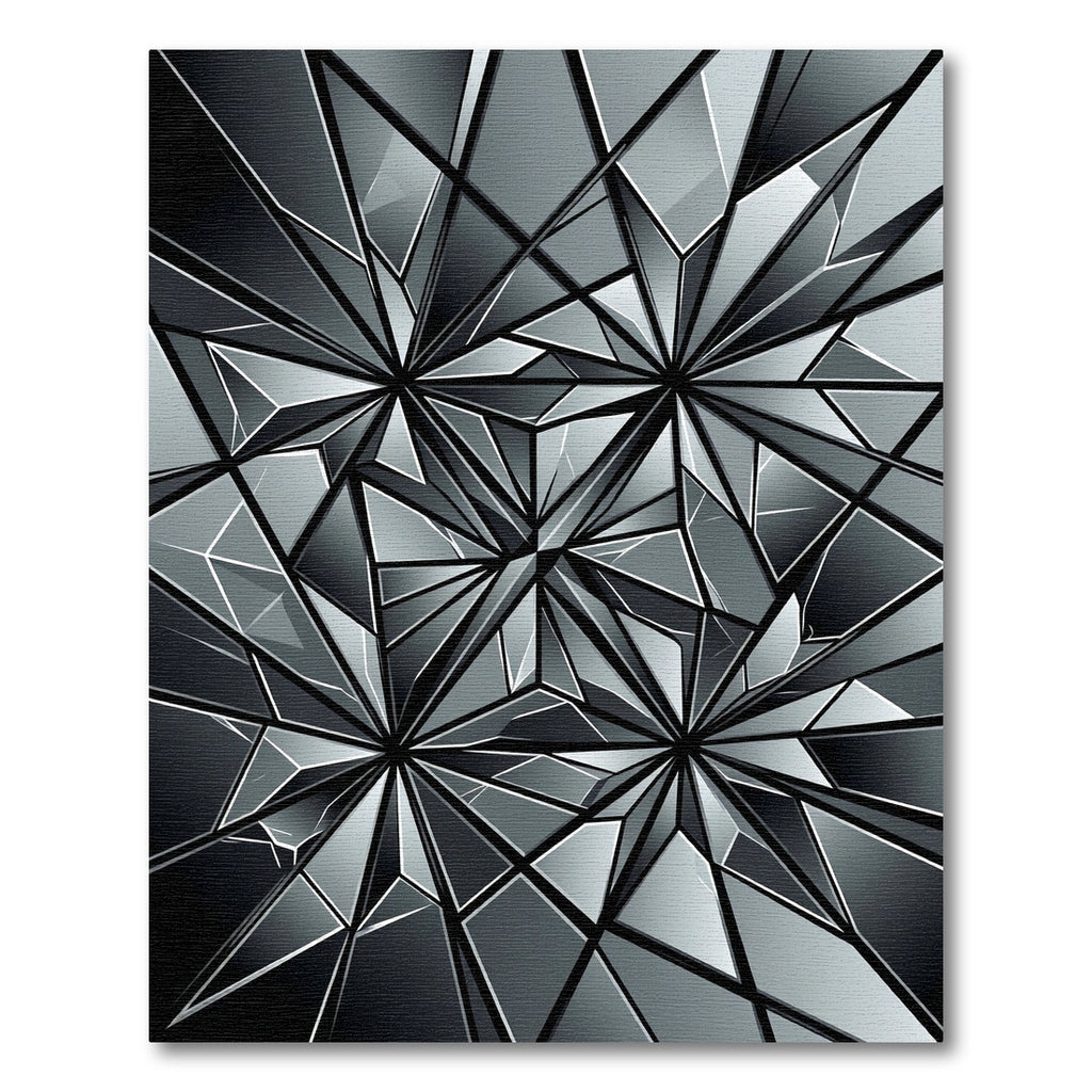Monochrome Geometric Abstract Faceted Crystal Rug