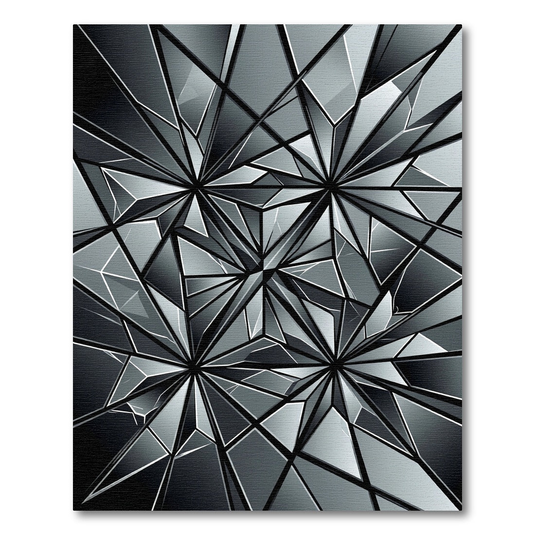 Monochrome Geometric Abstract Faceted Crystal Rug