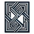 Modern Navy and White Geometric Layers Rug