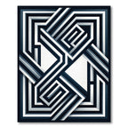 Modern Navy and White Geometric Layers Rug