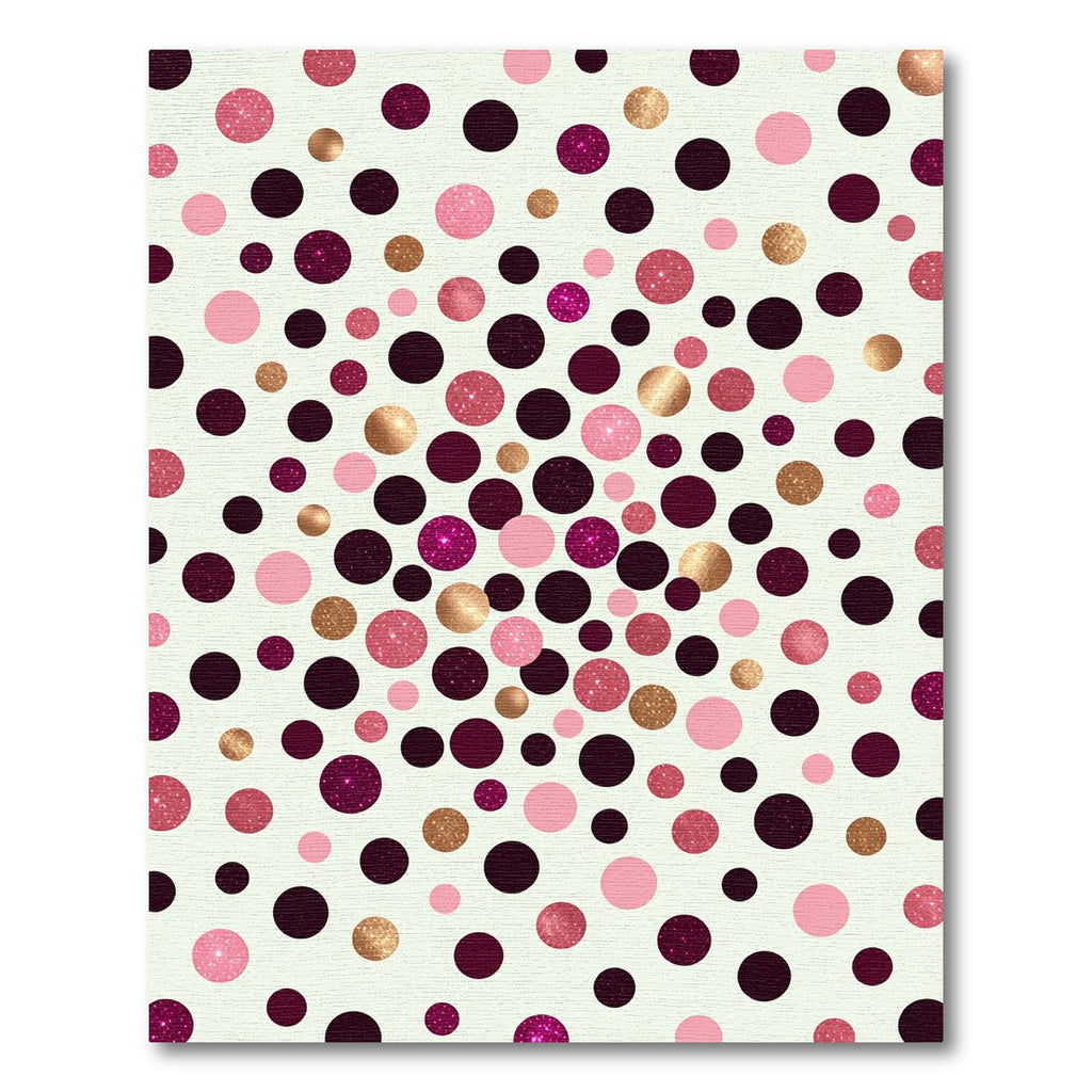 Pink Gold Deep Burgundy Polka Dots Rug
